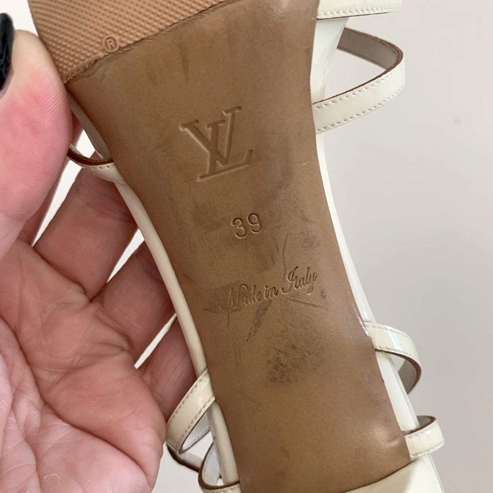 EUC Women's Louis Vuitton Leather Horizon High Heeled Sandals in White - Picture 7 of 8